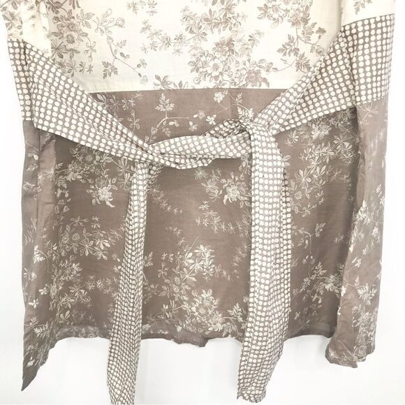 Sonoma NEW Tan Cream Contrast Floral Print Sleeveless Cottagecore Blouse - Picture 7 of 13